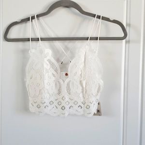 NWT Free People One Adella Lace Bralette in White Sz XS